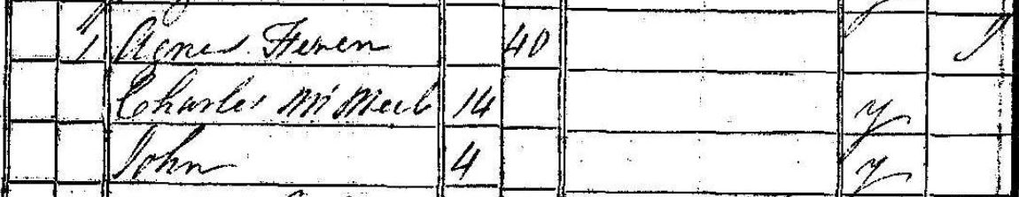 1841 Census for Muirhead Street Glasgow household of Agnes Feren, Charles Neil and John Neil
