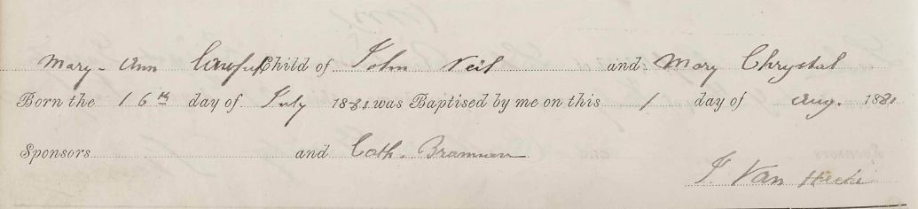 source_N165.jpg. Downloaded image of baptism of Mary Anne Neil 1881