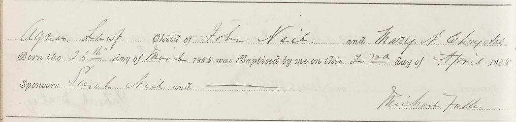 source_N167.jpg. Downloaded image of baptism of Agnes Neil b. 26 Mar 1888