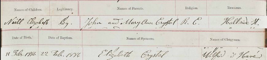 source_N169.jpg. Downloaded image of baptism of Elizabeth Neil b. 11 Feb 1886