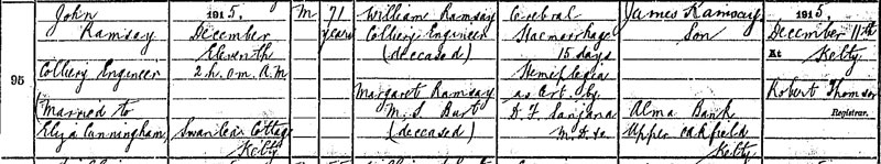Death of John Ramsay 11 Dec 1915