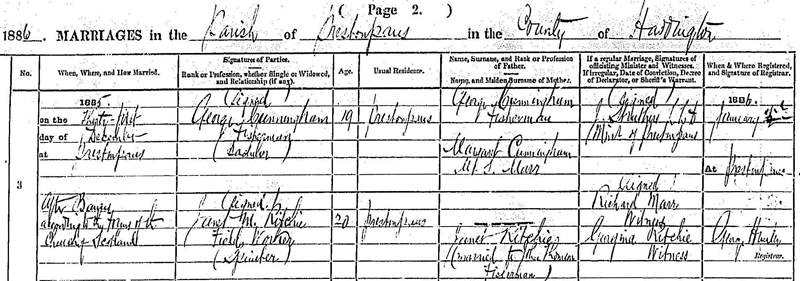 Marriage of George Anderson to Janet M Ritchie