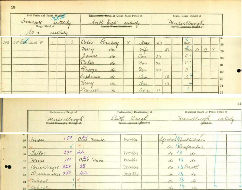 1911 Census - 65 Eskside North, Musselburgh