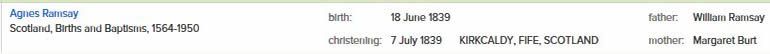 Birth of Agnes Neil 18 June 1839
