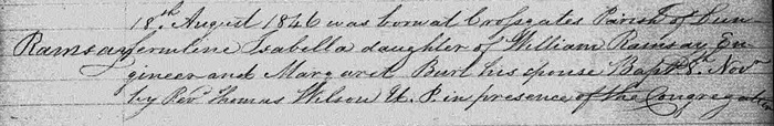 Birth of Isabella Ramsay 18th August 1846