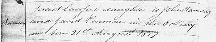 Janet Ramsay Birth 21 Aug 1817