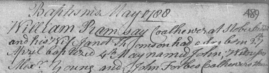 Birth of John Ramsay 27 Apr 1788 in Stabiebroom 