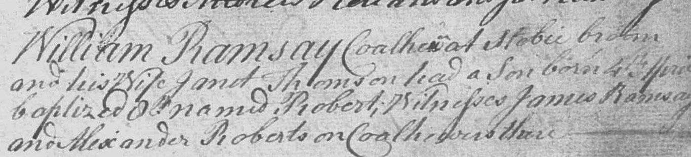 Birth of Robert Ramsay 4 Apr 1792, Stobie broom