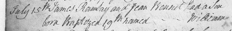 Birth of William Ramsay 15 July 1767 in Torryburn