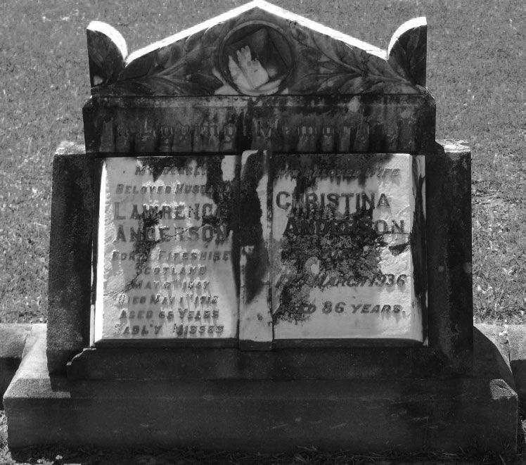 Gravestone of Lawrence Anderson and Christina Burt Ramsay, Australia