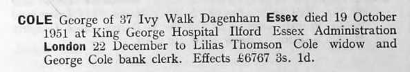George Cole Probate